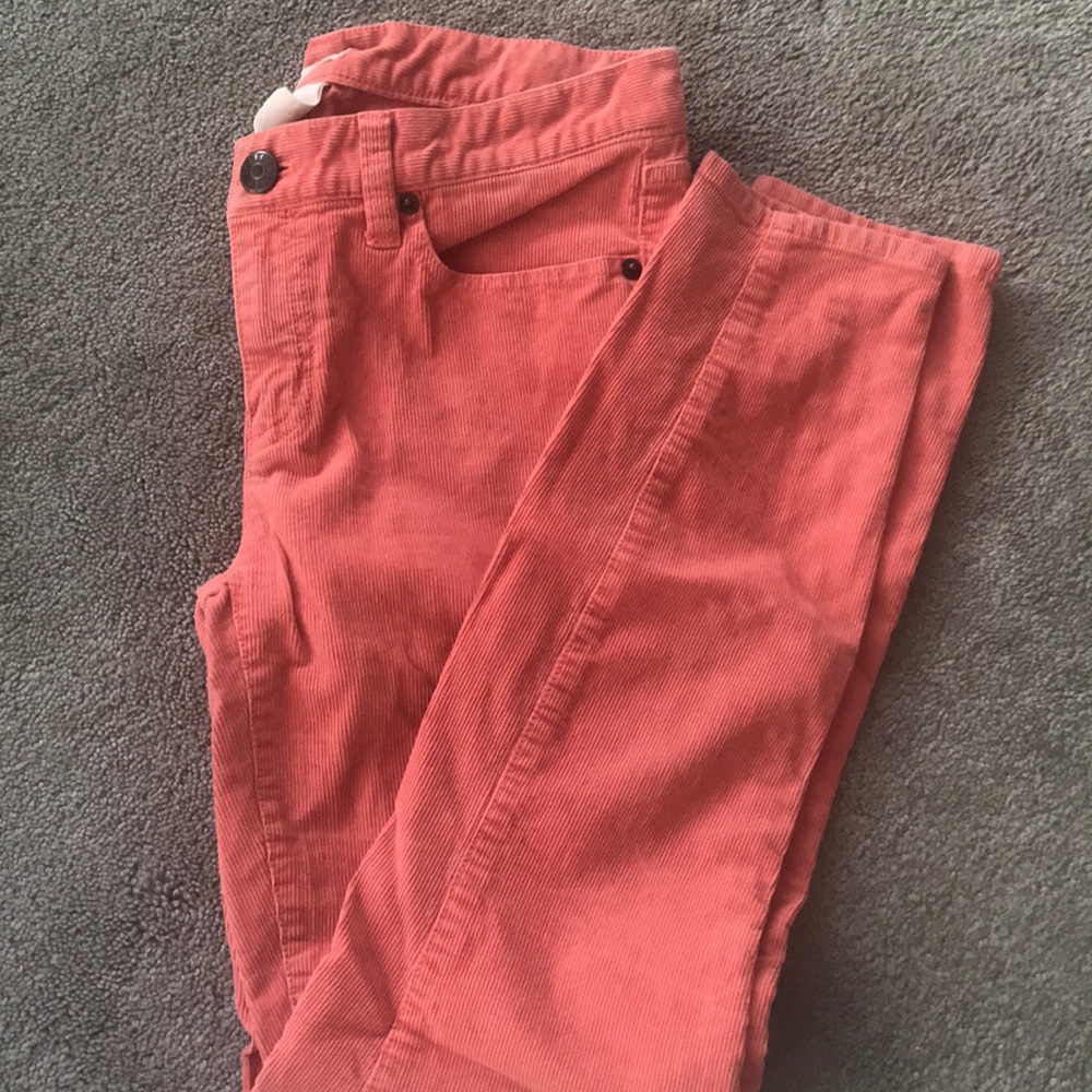 Salmon colored corduroy pants from J.Crew